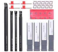 VerRich Kit di utensili per tornitura indicizzabili, 14 pezzi, set di barre di alesatura S07K-SCLCR06, S08K-SCLCR06, S10K-SCLCR06, S12M-SCLCR06 con 10 inserti in carburo CCMT060204