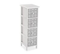 VERSA Benno Mobiletto Salvaspazio Ausiliario per il Bagno, Arredo bagno, Cassettiera con 4 cassetti portaoggetti, Misure (A x L x l) 82 x 25 x 29 cm, Legno, Colore Bianco e grigio