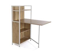 VERSA Blumenau Tavolo da Pranzo con ripiano per Cucina, terrazza o Sala da Pranzo, Piano di Lavoro Pieghevole, Misure (A x L x l) 120 x 30 x 62 cm, Legno, PVC e Metallo, Colore Marrone e Bianco