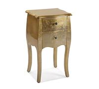VERSA Cagliari Comodino Tavolino o ausiliario per la Camera da Letto o Il Soggiorno Cassettiera, con 2 cassetti, Misure (A x L x l) 71 x 35 x 40 cm, Legno, Colore Oro