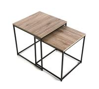 VERSA Cambridge Tavolino Ausiliario per Soggiorno, Tavolino Moderno, Set di 2, Misure (A x L x l) 50 x 50 x 50 cm, Legno e Metallo, Colore Marrone