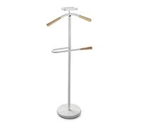 VERSA Cham Servo Muto Moderno e Multifunzionale, Appendiabiti Indossatore per Camera da Letto e Spogliatoio, Misure (A x L x l) 108 x 44 x 25 cm, Metallo, Colore Bianco e Legno