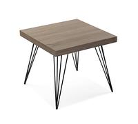 VERSA Denver Tavolino Ausiliario per Soggiorno, Tavolino Moderno, Misure (A x L x l) 43 x 50 x 50 cm, Legno e Metallo, Colore Marrone e Nero
