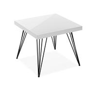 VERSA Denver Tavolino Ausiliario per Soggiorno, Tavolino Moderno, Misure (A x L x l) 43 x 50 x 50 cm, Legno e Metallo, Colore Bianco