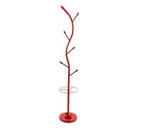 VERSA Derby Appendiabiti da Terra in Stile Minimalista, Attaccapanni da Terra per Ingresso, con 6 Ganci o Appendiabiti, Misure (A x L x l) 185 x 30 x 30 cm, Metallo, Colore Rosso