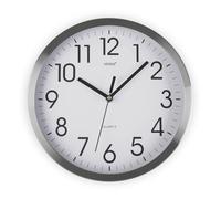 VERSA Enkel Orologio da parete decorativo silenzioso per cucina, soggiorno, sala da pranzo o camera da letto, stile moderno, misure (H x L x L) 35 x 4,1 x 35 cm, alluminio, bianco e argento