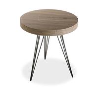 VERSA Fontana Tavolino Ausiliario per Soggiorno, Tavolino Moderno, Misure (A x L x l) 55 x 50 x 50 cm, Legno e Metallo, Colore Marrone e Nero