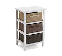 VERSA Gavle Mobile Bagno, Mobiletto Bagno Salvaspazio, Mobiletti, Cassettiera con 3 cassetti per organizzare, Misure (A x L x l) 57 x 28 x 37 cm, Legno e Poliestere, Colore Marrone