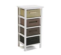 VERSA Gavle Mobile Bagno, Mobiletto Bagno Salvaspazio, Mobiletti, Cassettiera con 4 cassetti per organizzare, Misure (A x L x l) 73 x 28 x 37 cm, Legno e Poliestere, Colore Marrone