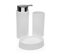 Versa Grace - Set di accessori da bagno con dispenser per pennelli e portasapone, moderno, misure (L x L x A) 16 x 6,5 x 6,5 cm, in polipropilene, colore: bianco