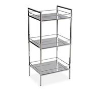 VERSA Hannover Mobile Bagno, Mobiletto Bagno Salvaspazio, Mobiletti, Scaffale portaoggetti con 3 Ripiani, Misure (A x L x l) 84 x 31 x 19 cm, Acciaio, Colore Argento