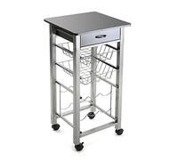 VERSA Leicester Carrello Cucina e Portabottiglie con Ruote e cassetti, Mobile Cucina, Misure (A x L x l) 82 x 40 x 40 cm, Legno e Metallo, Colore Grigio