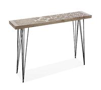 VERSA Dallas Consolle Ingresso, Tavolo Consolle, Tavolino Ingresso, Tavolo Salotto, Mobile Ingresso, Misure (A x L x l) 80 x 25 x 110 cm, Legno e Metallo, Colore Marrone e Bianco