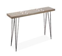 Versa Magda Tavolo Consolle, Tavolo da Ingresso, Tavolino Stretto, Misure (A x L x l) 80 x 25 x 110 cm, Legno e Metallo, Color Marrone e Bianco