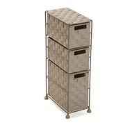 VERSA Mannheim Mobile Bagno, Mobiletto Bagno Salvaspazio, Mobiletti, Cassettiera con 3 cassetti per organizzare, Misure (A x L x l) 57 x 28 x 15,5 cm, Nylon, Colore Beige