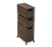 VERSA Mannheim Mobile Bagno, Mobiletto Bagno Salvaspazio, Mobiletti, Cassettiera con 3 cassetti per organizzare, Misure (A x L x l) 57 x 28 x 15,5 cm, Nylon, Colore Marrone