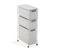 VERSA Mannheim Mobile Bagno, Mobiletto Bagno Salvaspazio, Mobiletti, Cassettiera con 3 cassetti per organizzare, Misure (A x L x l) 57 x 28 x 15,5 cm, Nylon, Colore Bianco