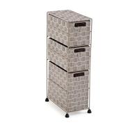 VERSA Nilo Mobile Ausiliario per Il Bagno, Scaffale da Bagno con 3 Ceste per la Conservazione, Dimensioni (al x L x An) 57 x 15,5 x 28 cm, Plastica Testurizzata, Beige