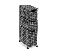 VERSA Nilo Mobile Ausiliario per Il Bagno, Scaffale da Bagno con 3 Ceste per la Conservazione, Dimensioni (al x L x An) 57 x 15,5 x 28 cm, Plastica Testurizzata, Nero