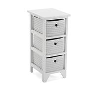 VERSA Ohai Mobile Bagno, Mobiletto Bagno Salvaspazio, Mobiletti, Cassettiera con 3 cassetti portaoggetti, Misure (A x L x l) 56 x 30 x 25 cm, Legno, Colore Bianco