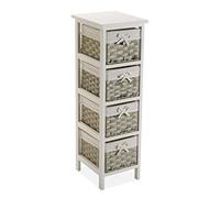 VERSA Pompei Mobile Bagno, Mobiletto Bagno Salvaspazio, Mobiletti, con 4 cassetti, Misure (A x L x l) 82 x 29 x 25 cm, Legno, Colore Bianco
