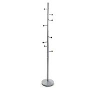 VERSA Ruan Appendiabiti da Terra in Stile Minimalista, Attaccapanni da Terra per Ingresso, con 9 Ganci o Appendiabiti, Misure (A x L x l) 173 x 28 x 28 cm, Metallo, Colore Argento
