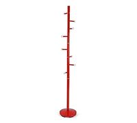VERSA Ruan Appendiabiti da Terra in Stile Minimalista, Attaccapanni da Terra per Ingresso, con 9 Ganci o Appendiabiti, Misure (A x L x l) 173 x 28 x 28 cm, Metallo, Colore Rosso