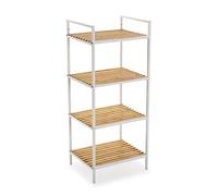VERSA Scaffale Bianco Stile Rustico, Misure (A x L x P) 95,0 x 32,5 x 39,0 cm, bambù, Metallo, Colore Bianco