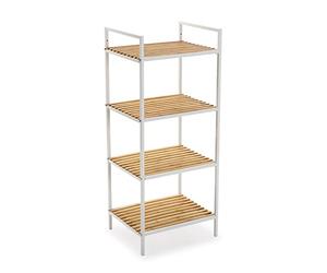 VERSA Scaffale Bianco Stile Rustico, Misure (A x L x P) 95,0 x 32,5 x 39,0 cm, bambù, Metallo, Colore Bianco