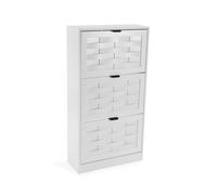 VERSA Scarpiera 3 Cassetti Bianca Viken, Stile Moderno, 115x60x24 cm, Legno e MDF, Bianca