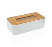 Versa Scatola per fazzoletti Bambù Polipropilene 13,1 x 8,6 x 26,1 cm Bianco