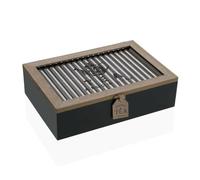Versa Scatola per infusioni nero metallo legno MDF 24 x 6,5 x 16,5 cm