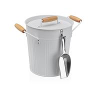 Versa Secchiello Ghiaccio D 16,2 Cm H 22,5 Cm con Coperchio e Cucchiaio Acciaio Bianco