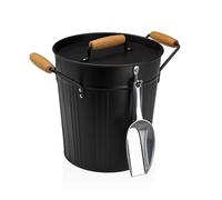 Versa Secchiello Ghiaccio D 16,2 Cm H 22,5 Cm con Coperchio e Cucchiaio Acciaio Nero