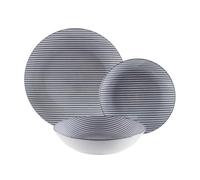 Versa Servizio da tavola 18 pezzi a righe, stile moderno, 3x26,5x26,5 cm, porcellana, blu