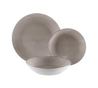 Versa Servizio da tavola 18 pezzi a righe, stile moderno, 3x26,5x26,5 cm, porcellana, grigio