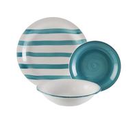 Versa Set di stoviglie da 18 pezzi, stile moderno, 3 x 26,5 x 26,5 cm, porcellana, blu