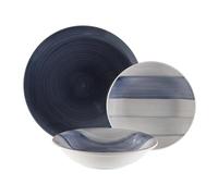 Versa Set di stoviglie da 18 pezzi, stile moderno, 3 x 26,5 x 26,5 cm, porcellana, blu