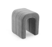 VERSA Sgabello Imbottito Grigio Chiaro, Stile Moderno, 45x38x38 cm, Velluto e Metallo, Grigio Chiaro
