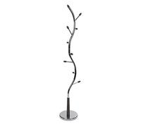 VERSA Swindon Appendiabiti da Terra in Stile Minimalista, Attaccapanni da Terra per Ingresso, con 9 Ganci o Appendiabiti, Misure (A x L x l) 185 x 30 x 30 cm, Metallo, Colore Argento