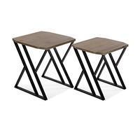 VERSA Tulsa Tavolino Ausiliario per Soggiorno, Tavolino Moderno, Set di 2, Misure (A x L x l) 50 x 45 x 45 cm, Legno e Metallo, Colore Marrone e Nero