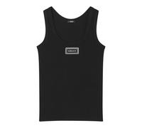 Versace - 90s Vintage Logo Ribbed Tank Top - - Tops - Donna - Nero - M