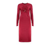 Versace - Abito Midi a Maniche Lunghe Arricciato con Dettaglio Spilla da Balia - - Dresses - Donna - Rosso - S