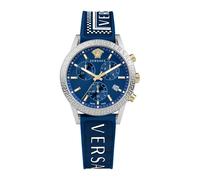 Versace Orologio da polso da unisex al quarzo moda cinturino in gomma blu cassa in acciaio inox display analogico blu - VEKB00222