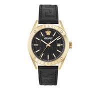 Versace Athletic Collection Orologio da uomo di lusso con cinturino nero e quadrante con cassa dorata