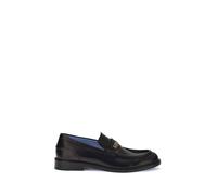 Versace Black Calf Leather Bos Taurus Slip-On Loafers - EU43/US10