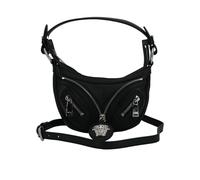 Versace Black Calf Leather Hobo Mini Shoulder Bag