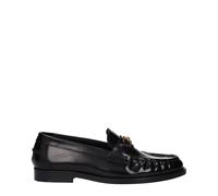 Versace Black Leather Slip-On Loafers - EU38.5/US8.5