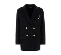Versace - Blazer Doppiopetto in Misto Lana con Spilla da Balia - - Jackets - Donna - Nero - S