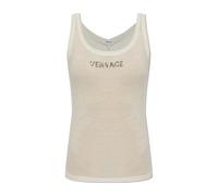 Versace - Canotta a coste in lana ricamata - - Tops - Donna - Beige - M